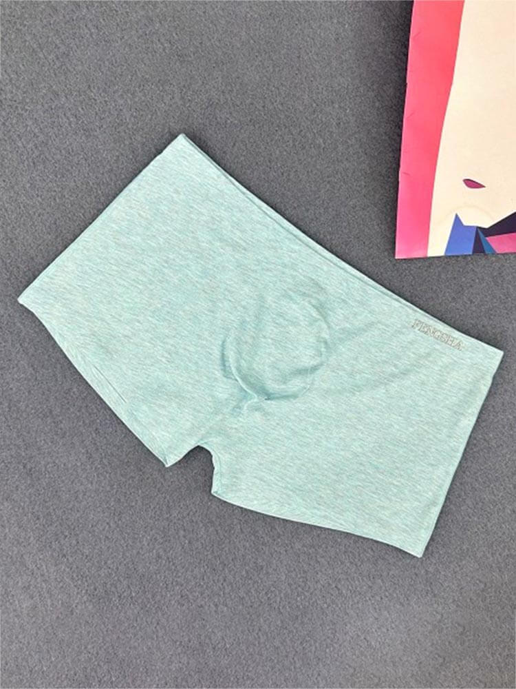 Men's Solid Color Seamless Cotton Boxer Briefs