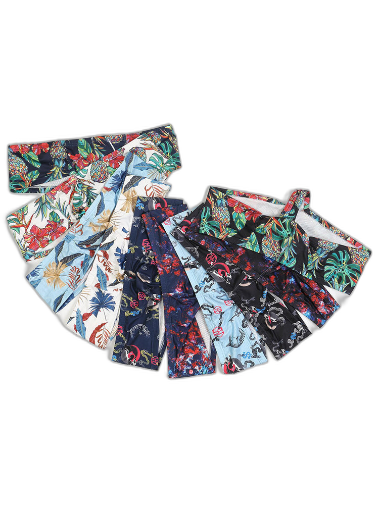 Men's Sexy Botanical Printed Mesh Underwear