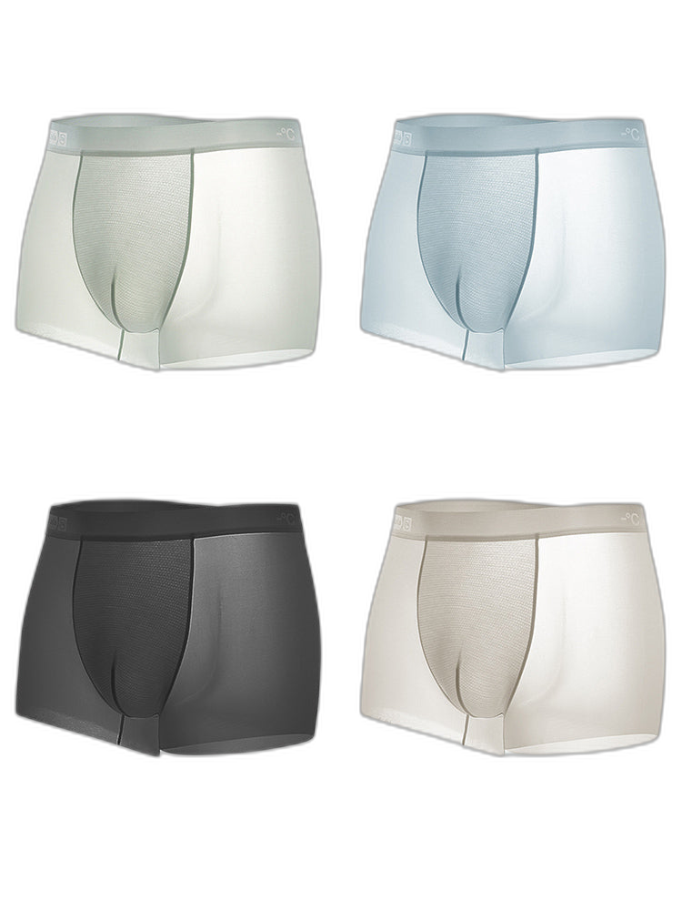 4 Pack Men's Breathable Ice Silk Antibacterial Sports Trunks