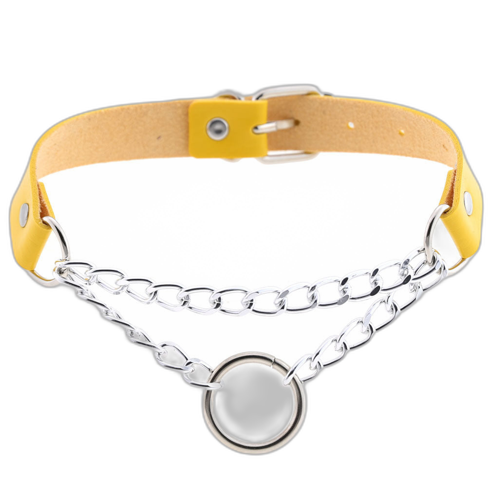 Chained O-Ring Leather Collar / Choker