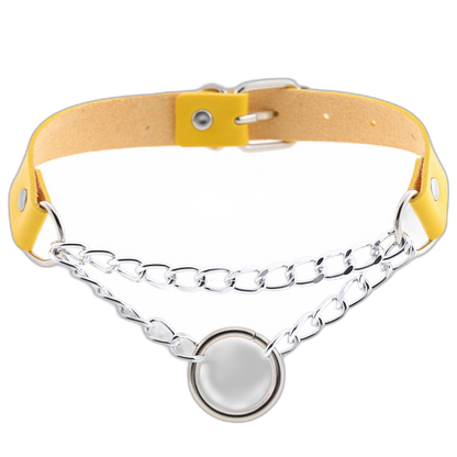 Chained O-Ring Leather Collar / Choker