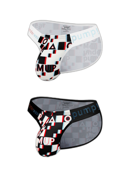 2 Pack Men's Breathable Alphabet-Print Expanded Pouch Briefs