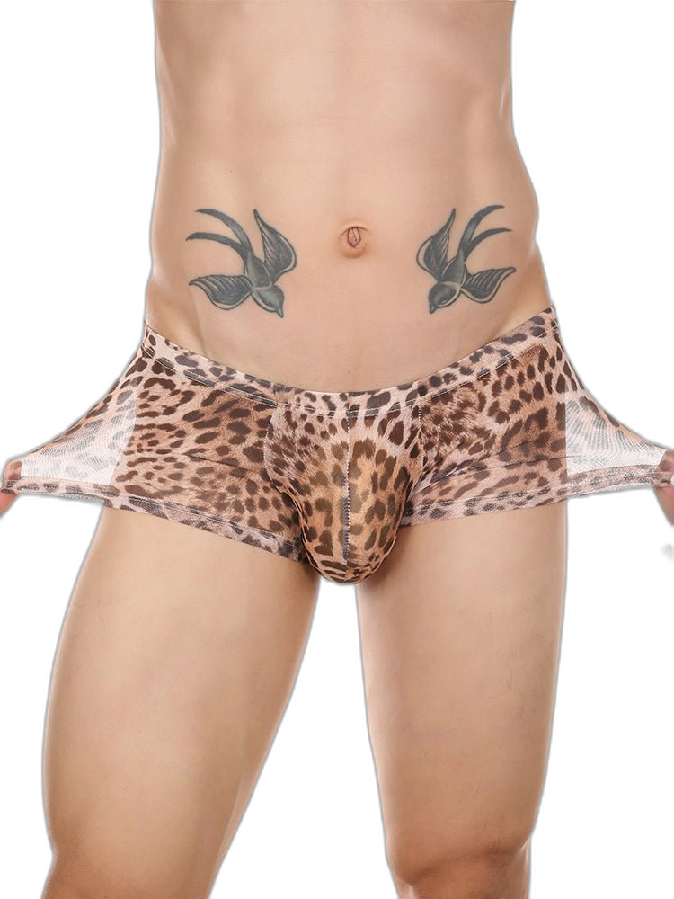 4 Pack Leopard Print See-through Mesh Trunks