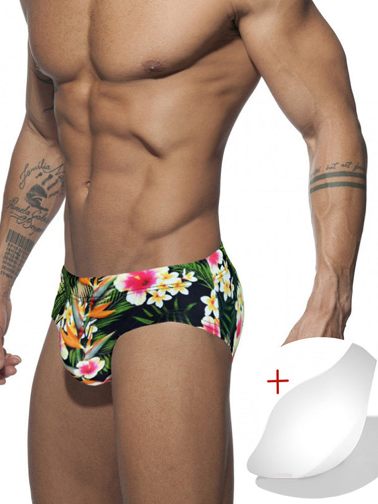 Men's Printed Sexy Cup Triangle Swim Briefs