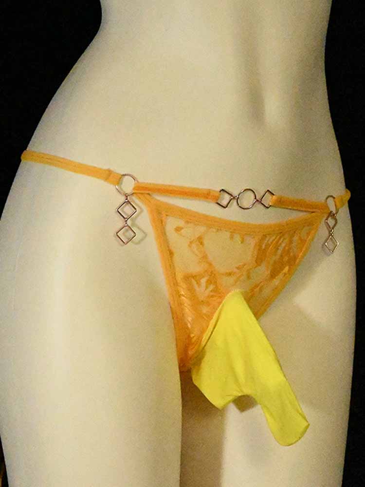 Men's Sexy Cock Sock Closed Lace Thong