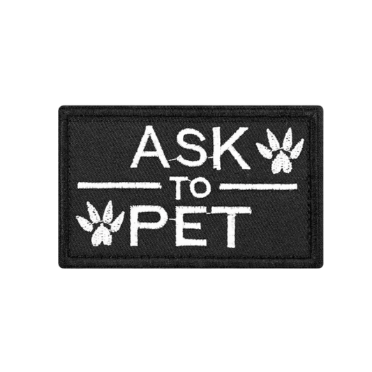 Ask To Pet Patch Black 8cm x 5cm