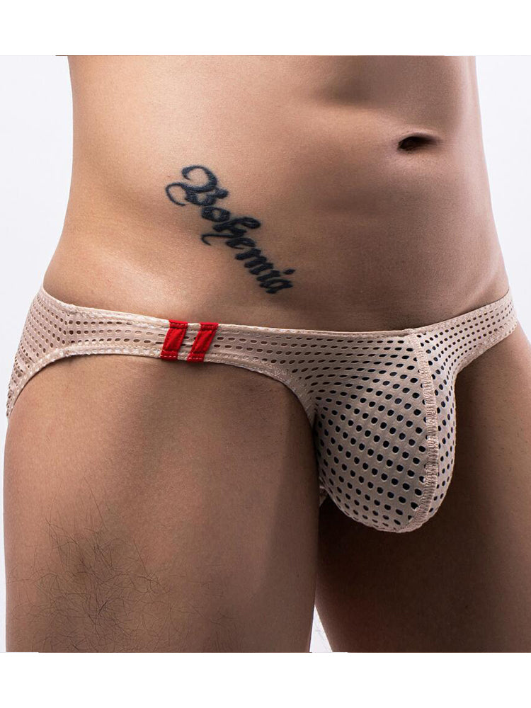 Men's Mesh Sexy Low Waist Spandex Briefs