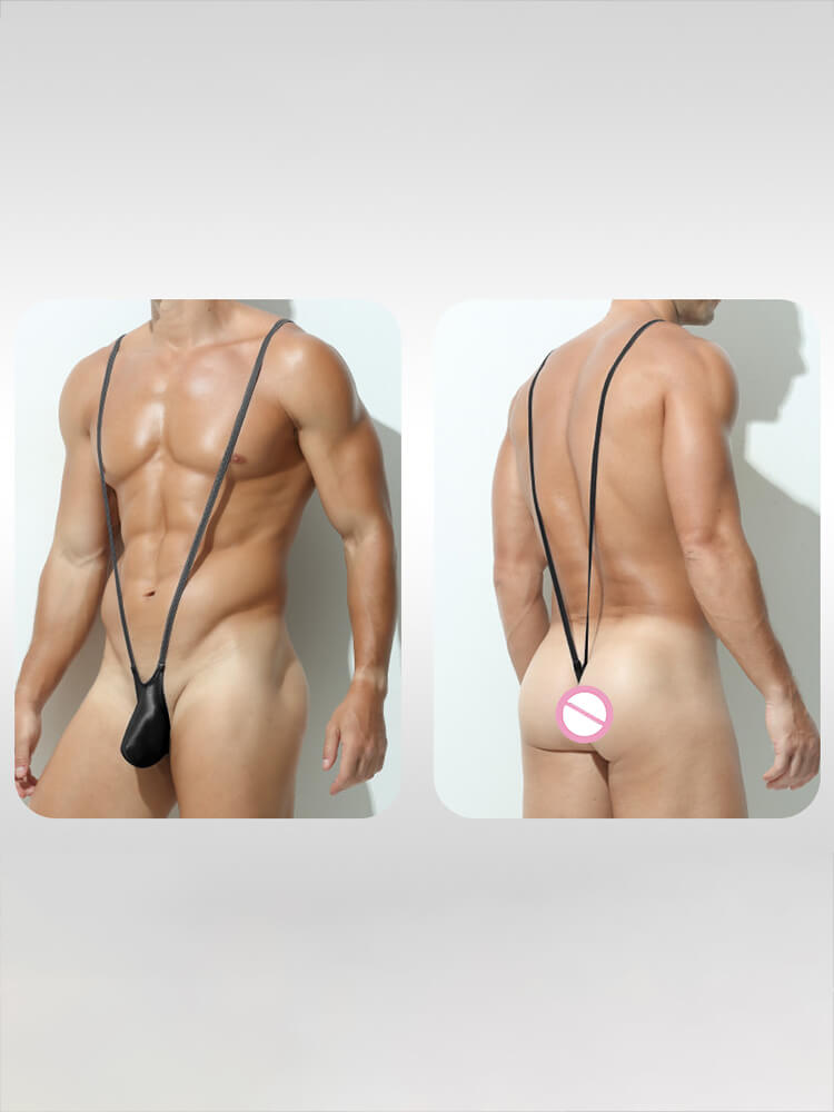 Men's Sexy Seamless Large Pouch Stretchy Bodysuit Thong