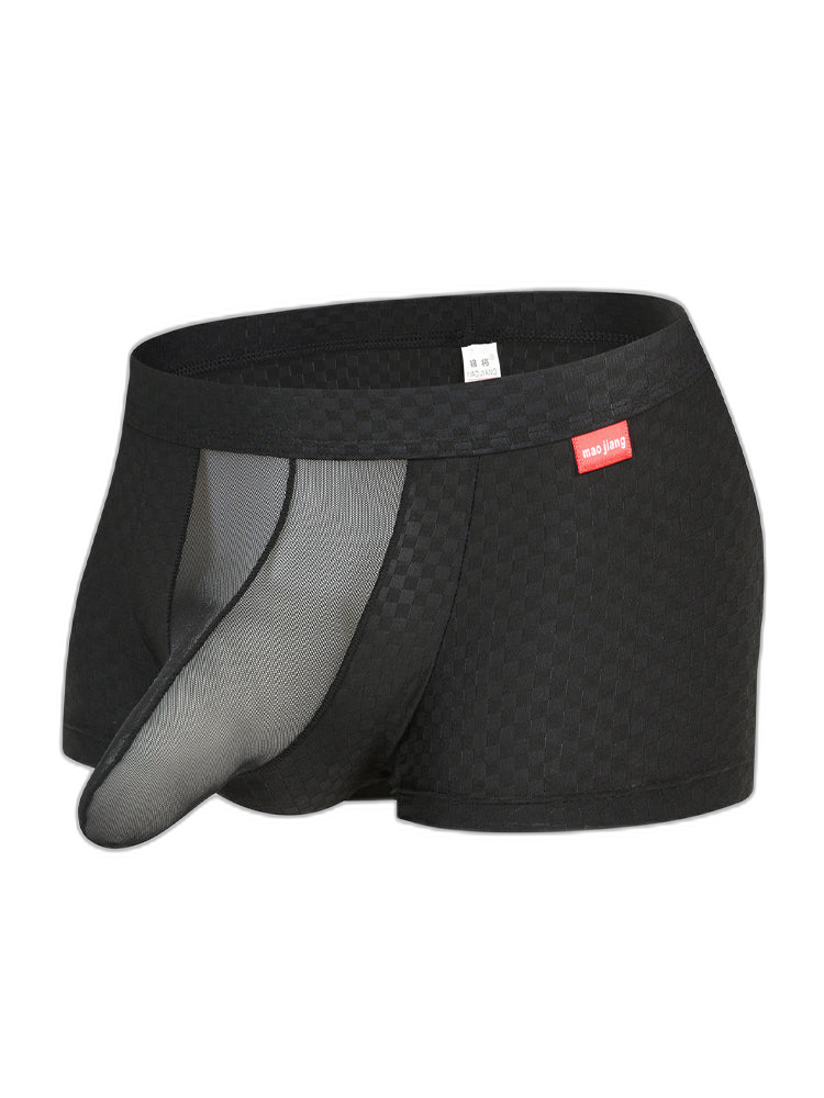 Men's Low-Rise Mesh Trunks – Breathable Nylon with 3D Pouch Support