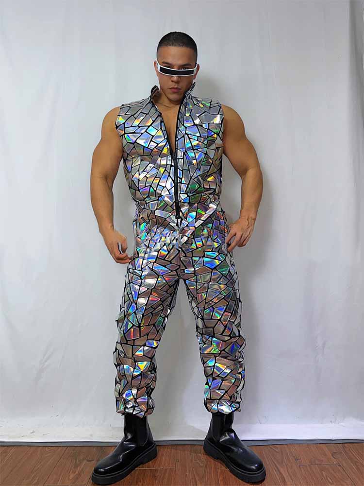 Colorful Silver Laser Performance Costume Set