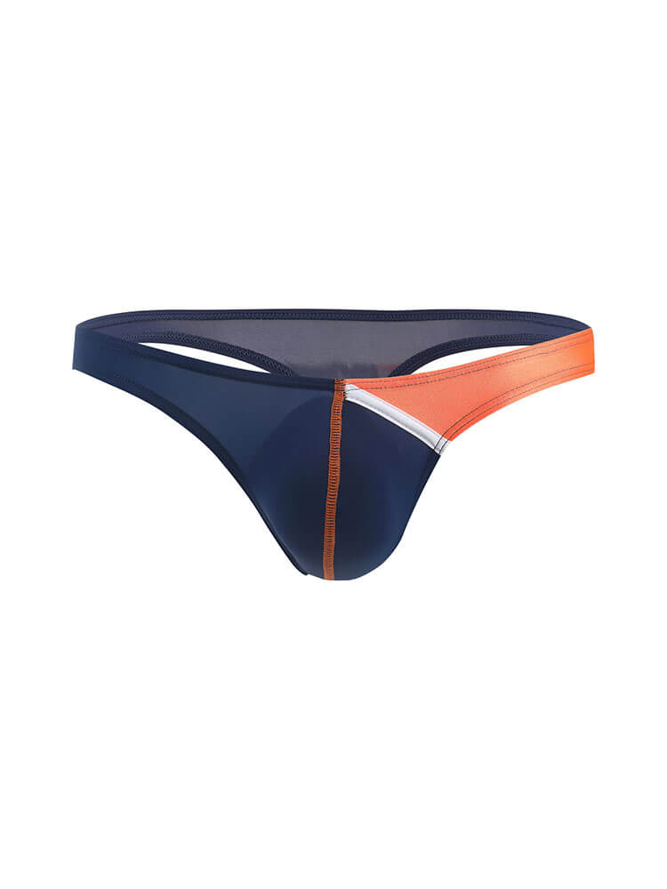 Men's Sexy Low-Rise Color-Block Ice Silk Thong