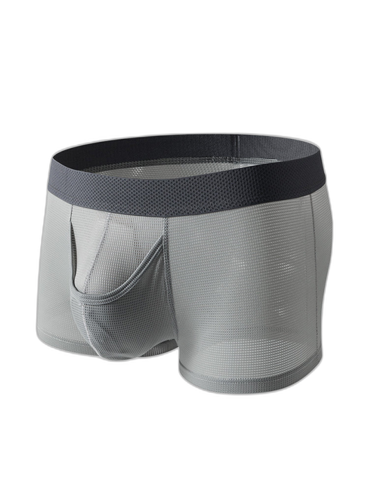 3 Pack Men's Ice Silk Front Split Pouch Breathable Mesh Cooling Comfort Trunks