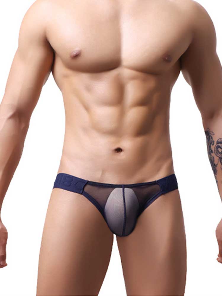 Men's Sexy Tight-Fitting Low-Rise Sheer Mesh Briefs