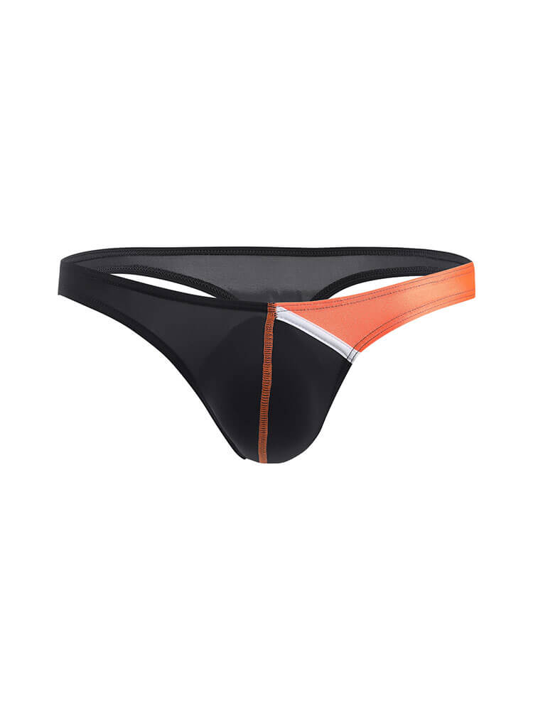 Men's Sexy Low-Rise Color-Block Ice Silk Thong