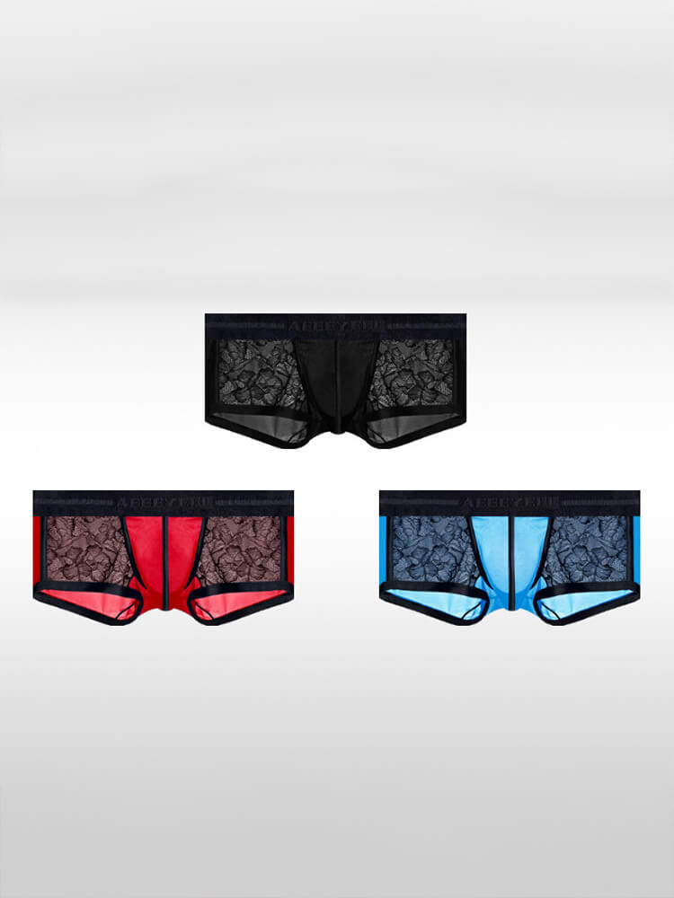 Men's Ice Silk Lace Sexy Sheer Ultra-Thin Trunks
