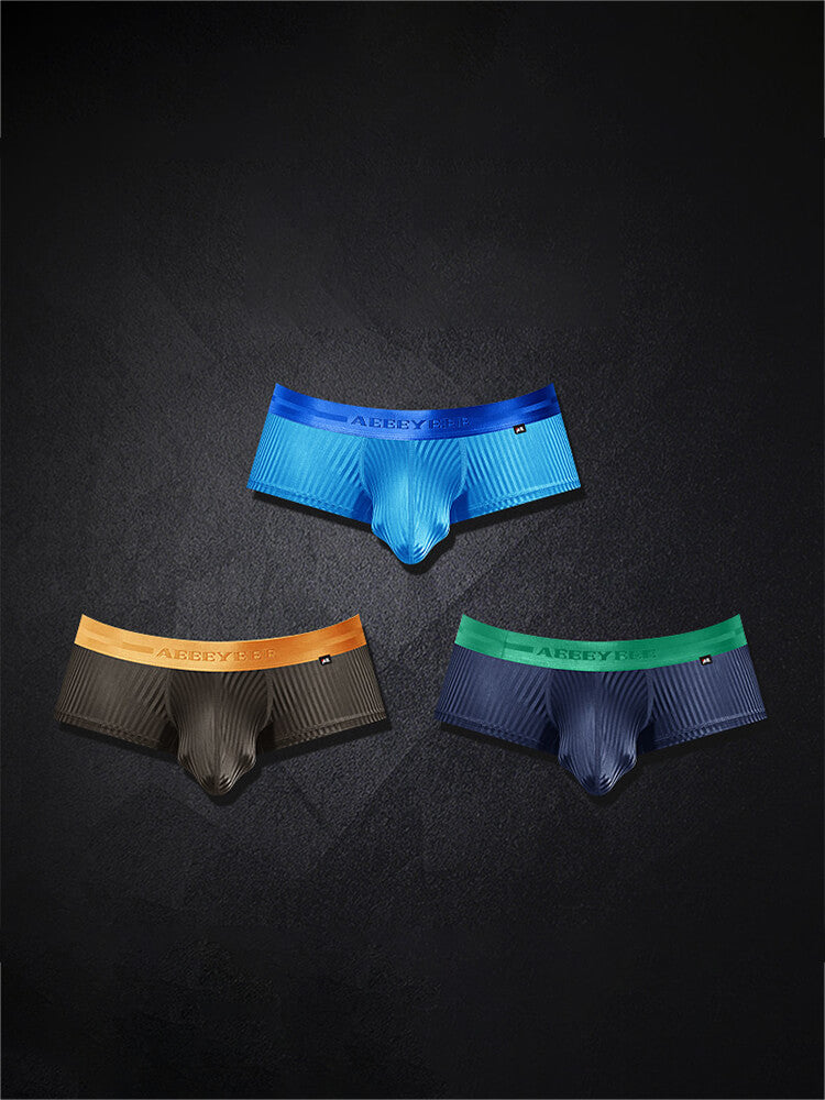 Men's Shiny Stripes Sexy Low-Rise Boxer Briefs
