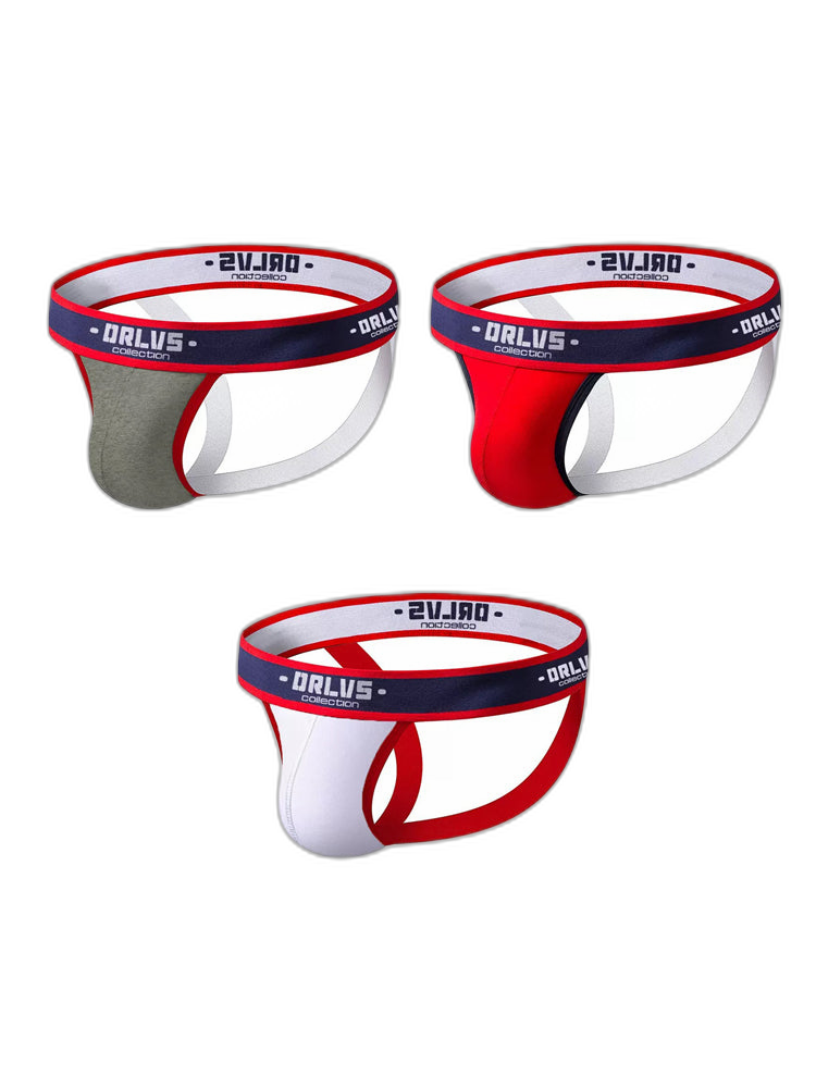 3 Pack Men's U-Pouch Striped Sexy Jockstraps