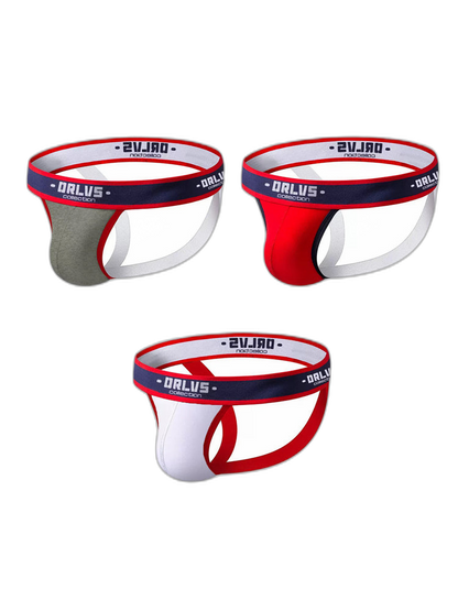 3 Pack Men's U-Pouch Striped Sexy Jockstraps