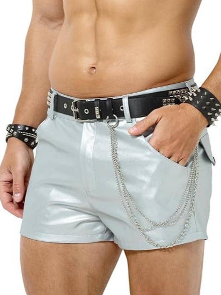 Men's Casual Street Multicolor PU Leather Shorts