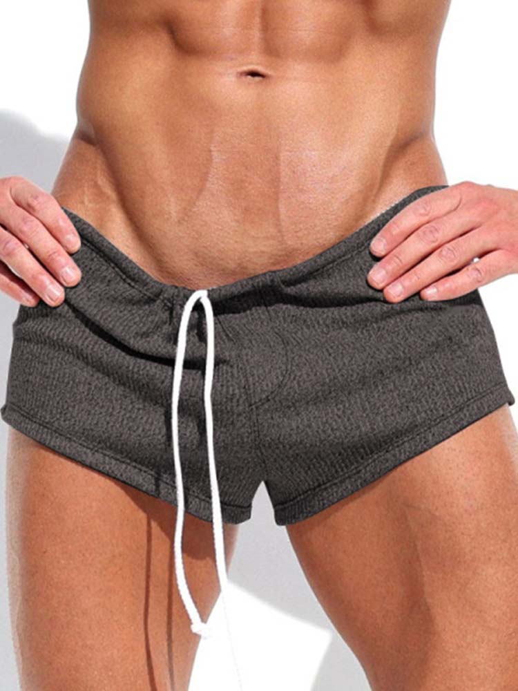 Men's Solid Color Drawstring Stretch Shorts