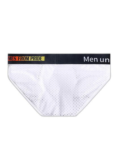 Men's Mesh Briefs With Colorful Spliced Lines