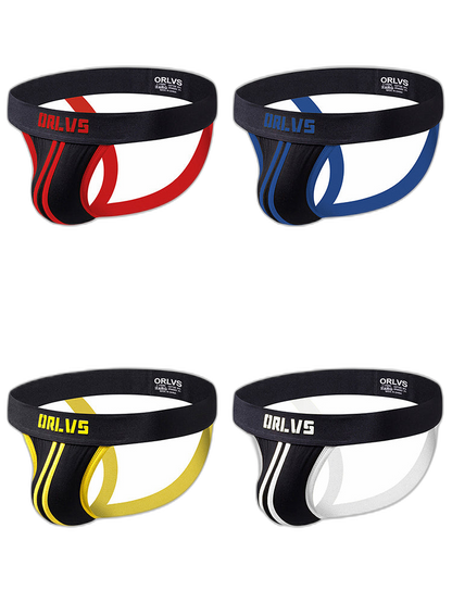 4 Pack Contrast Colors Low Rise Jockstraps