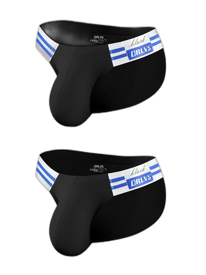 2-pack Men's High-cut Cotton Navy Striped Stretch Briefs