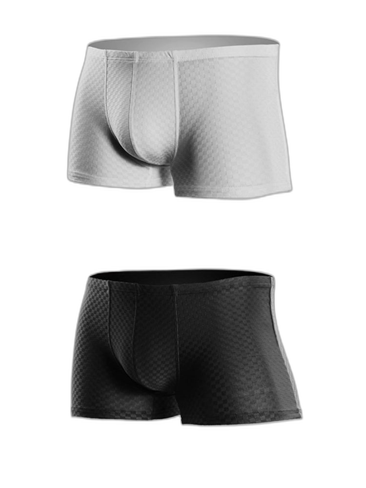 2 Pack Breathable Grid Ice Silk Men's Underwear