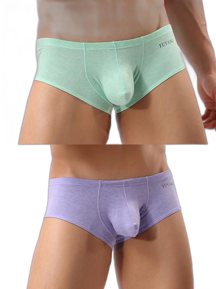 2 Pack Men's U-Pouch Casual Solid Trunks