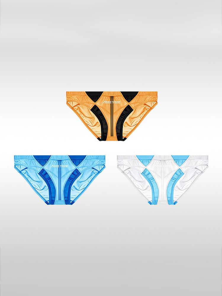 Men's Sexy Sheer Colorblock Stretch Thin Briefs