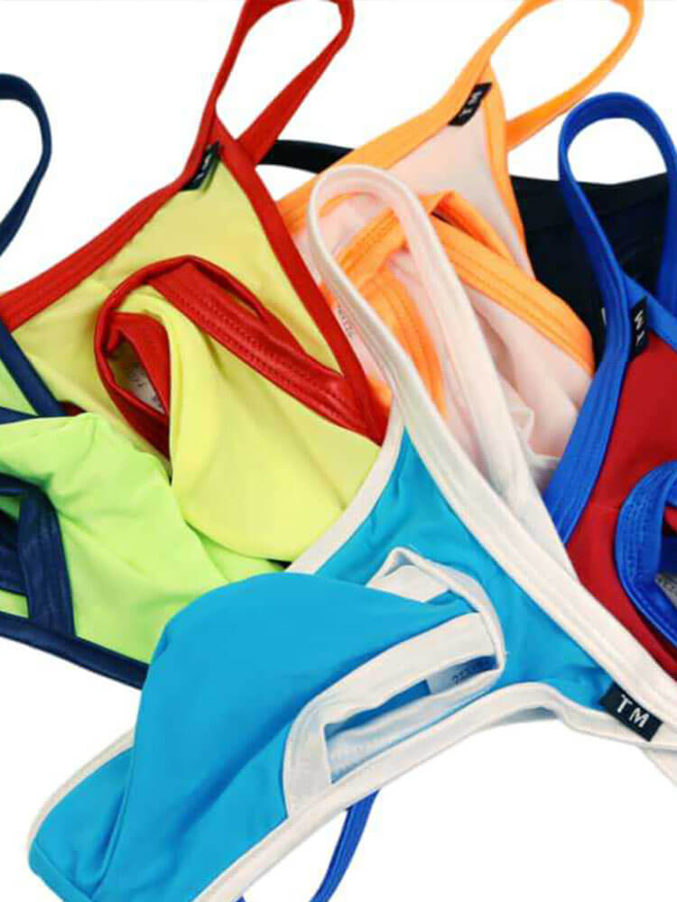 Men's Colorblock Cutout U-Pouch Low-Rise Thong