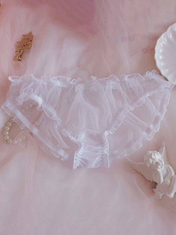 Men's Chiffon Bowknot See-Through Briefs