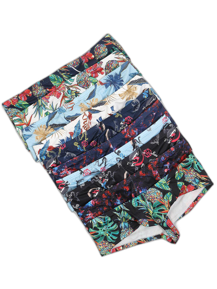 Men's Sexy Botanical Printed Mesh Underwear