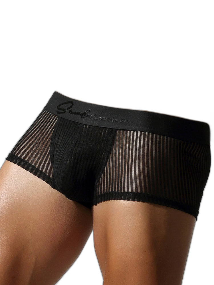 3 Pack Men's Striped Mesh Trunks with Comfort Pouch