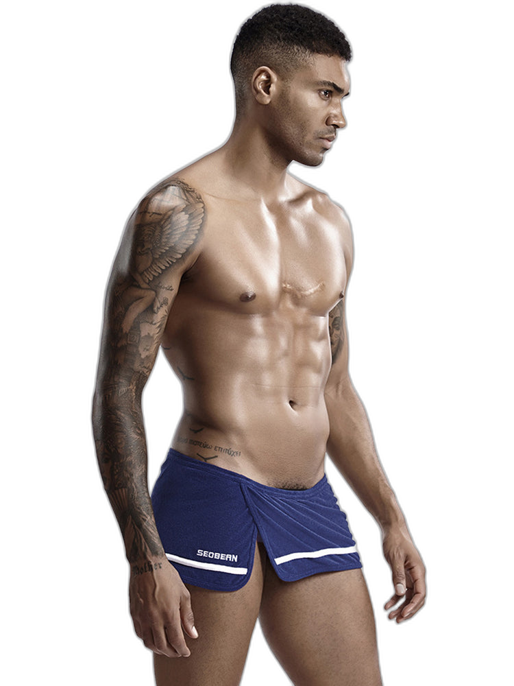 Men's Stylish Homewear Cotton Toweling Side Slit Shorts