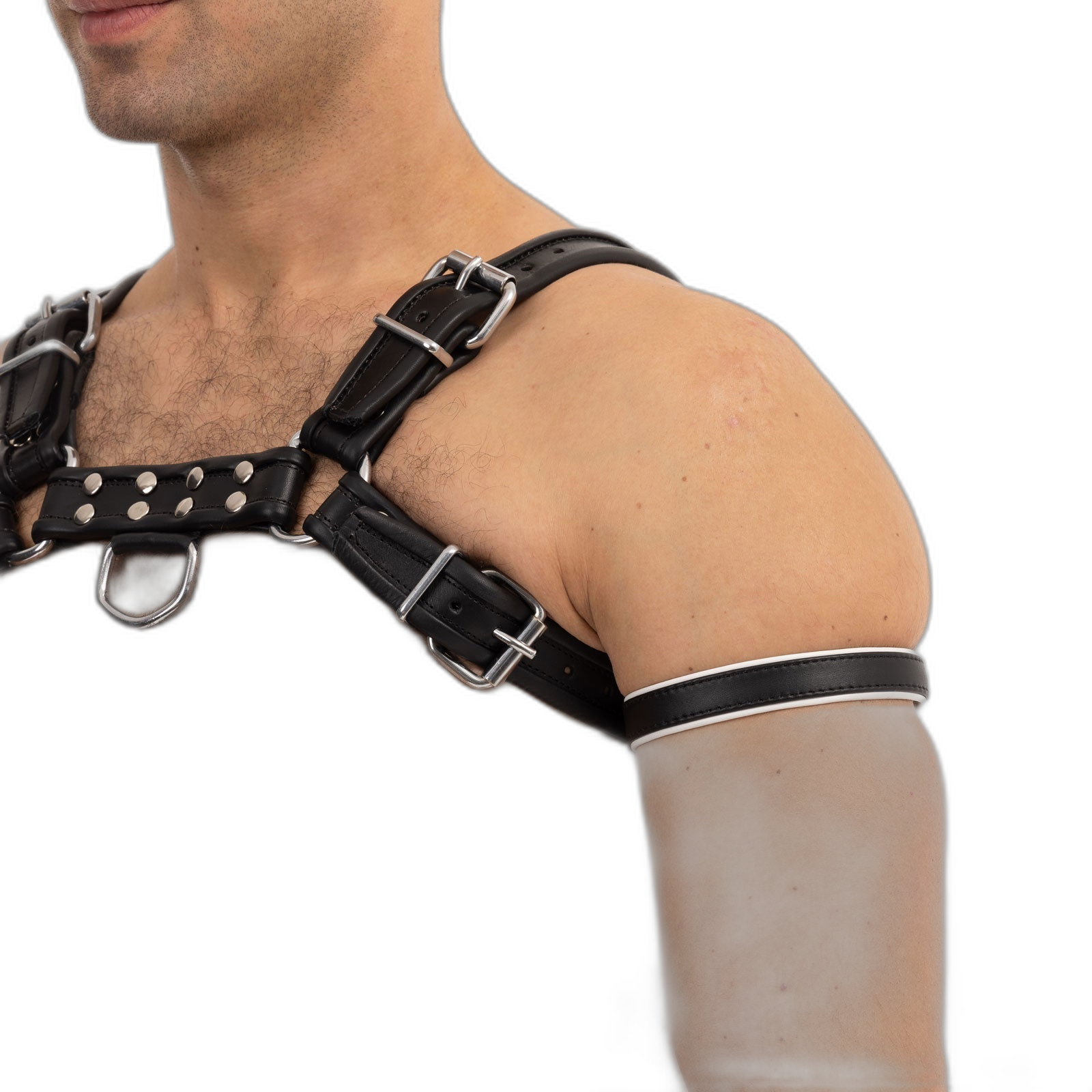 Prowler RED Leather Bicep Band Black White