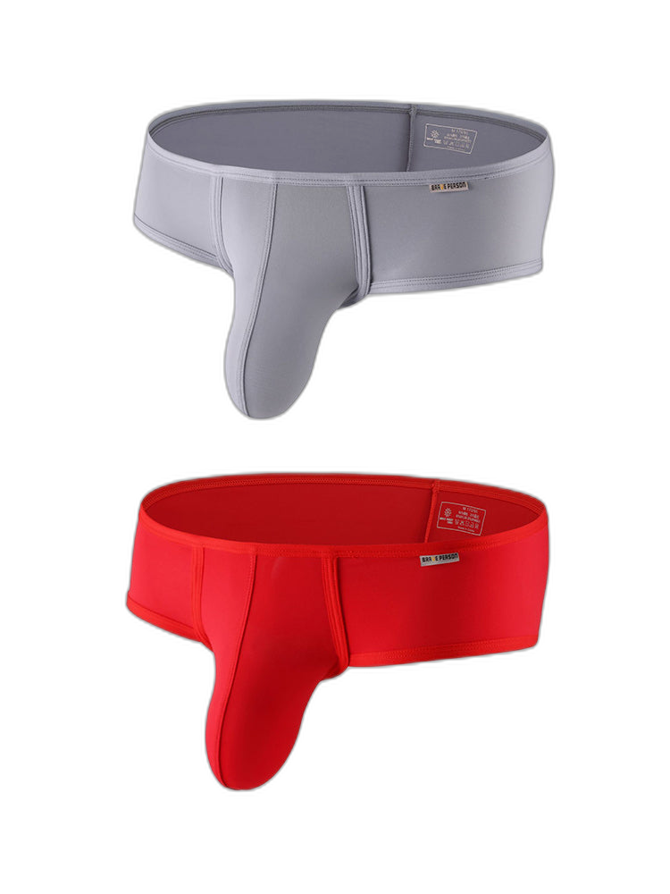 2 Pack Men's Low-Rise Contoured Pouch Stretch Fit Sporty Cut Trunks