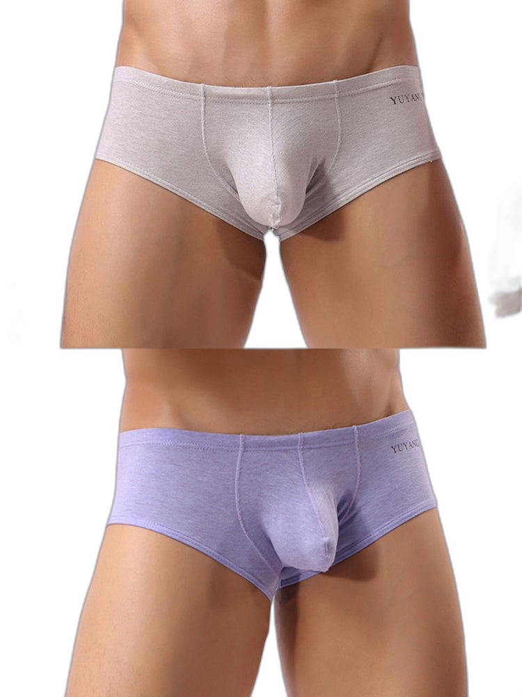 2 Pack Men's U-Pouch Casual Solid Trunks