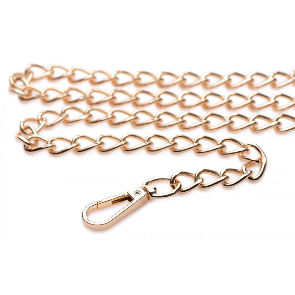 Leashed Lover Black and Gold Chain Leash