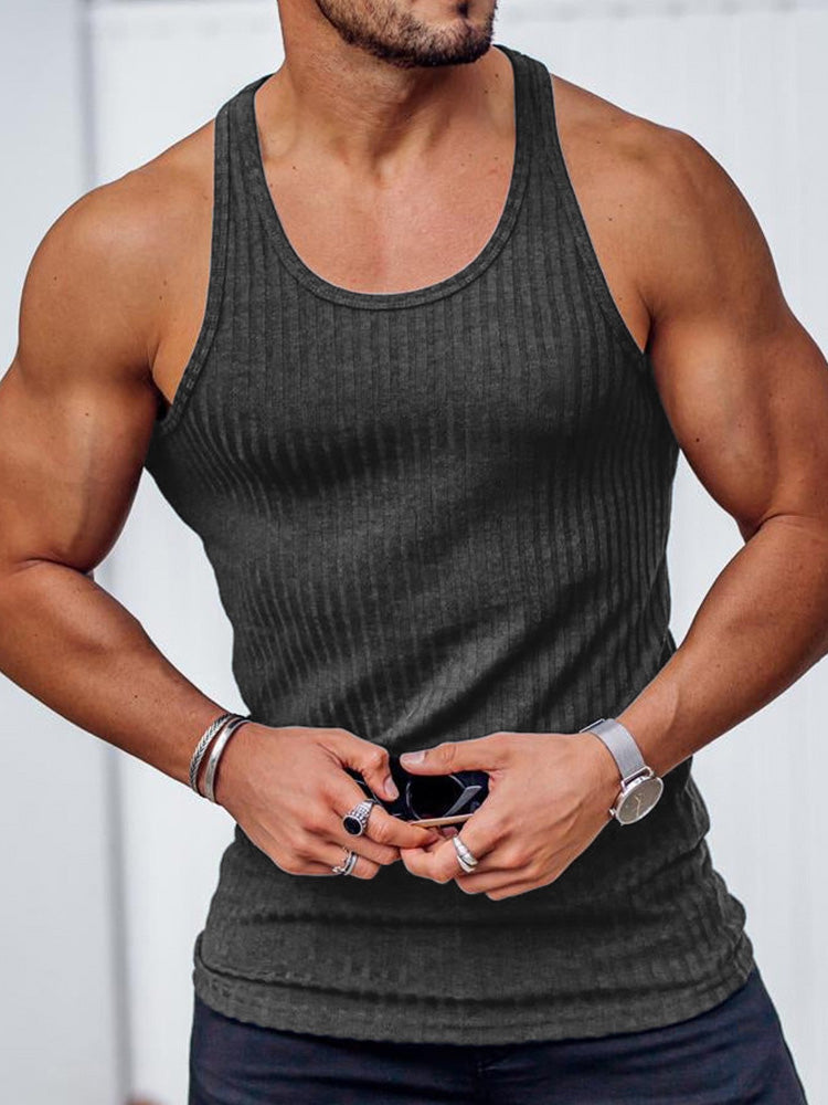 Summer Knitted Vertical Stripes Tank Tops - White