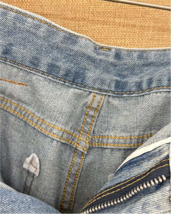KIIKIO Retro Asymmetrical Pocket Denim Straight Shorts