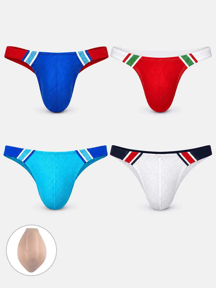 Men's Color Block Bikini Swim Briefs (With Cups)