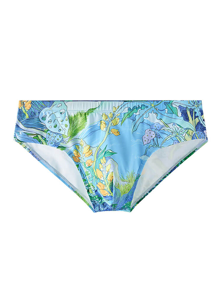 Men's Fashion Low-Rise Floral Print Swim Briefs