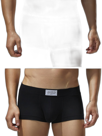 2 Pack Men's Low-Rise Solid Breathable Cotton Trunks