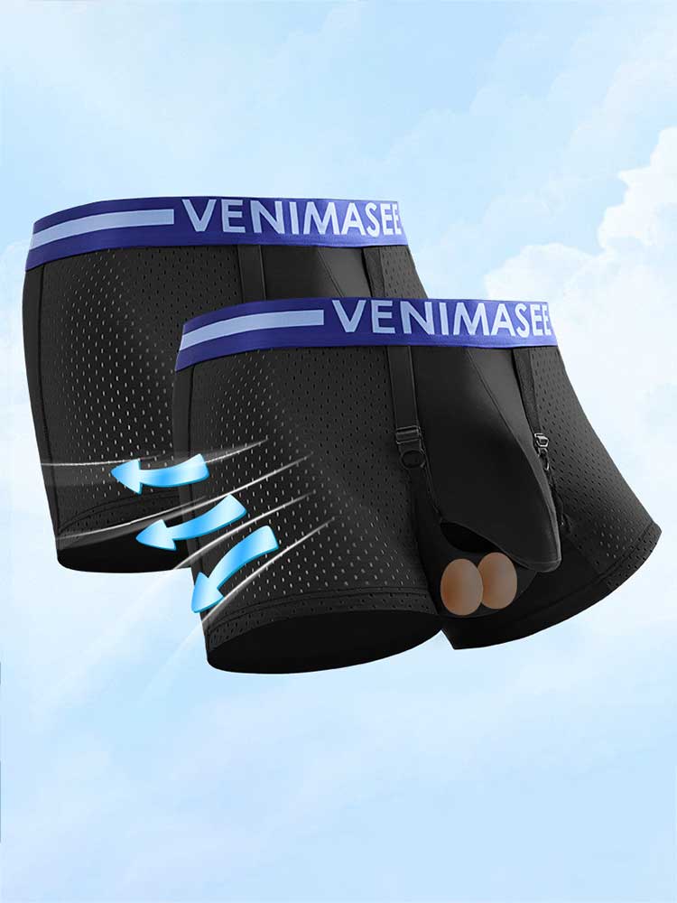 Men's Adjustable Scrotal Support Mesh Boxer Briefs