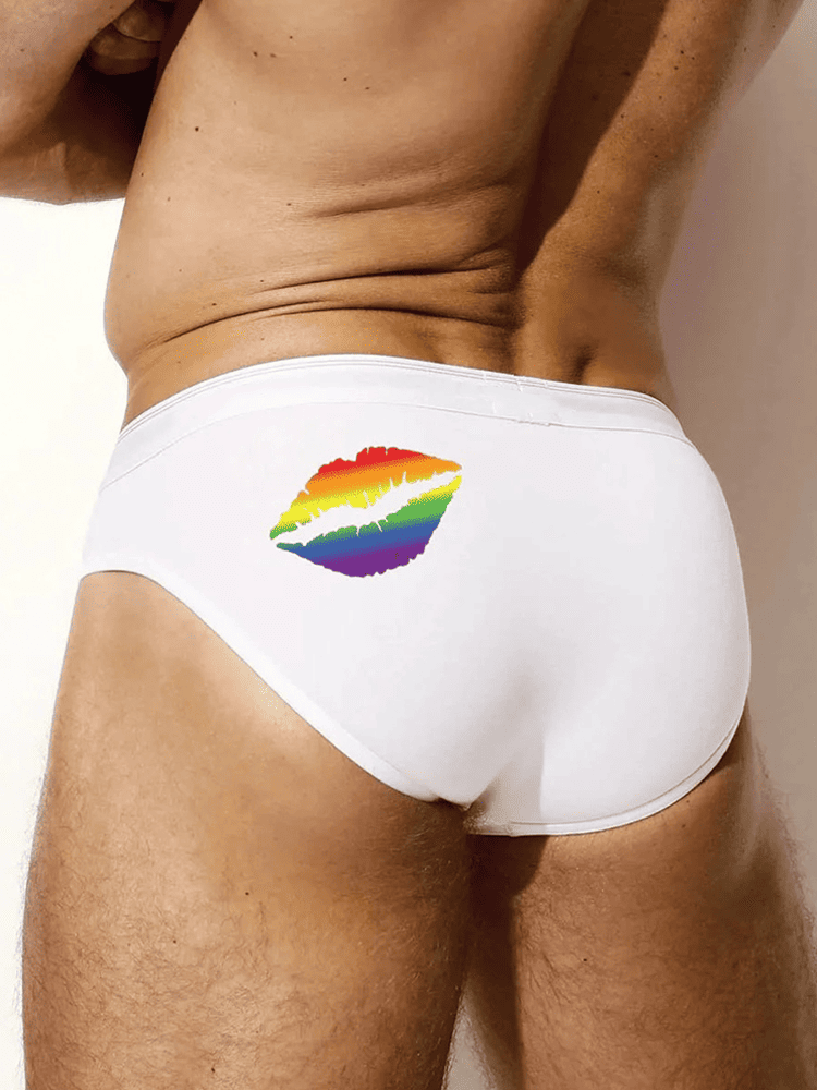 Men's Pride Rainbow Kiss Print Briefs