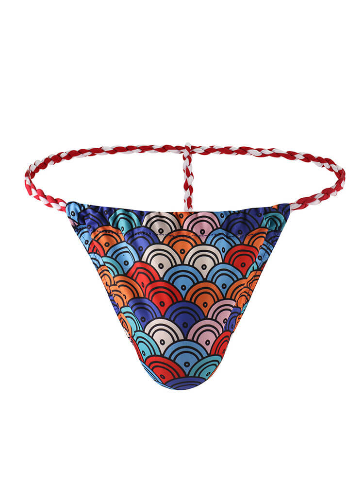 Men's Japanese-Style Printed Low-Rise String Thong