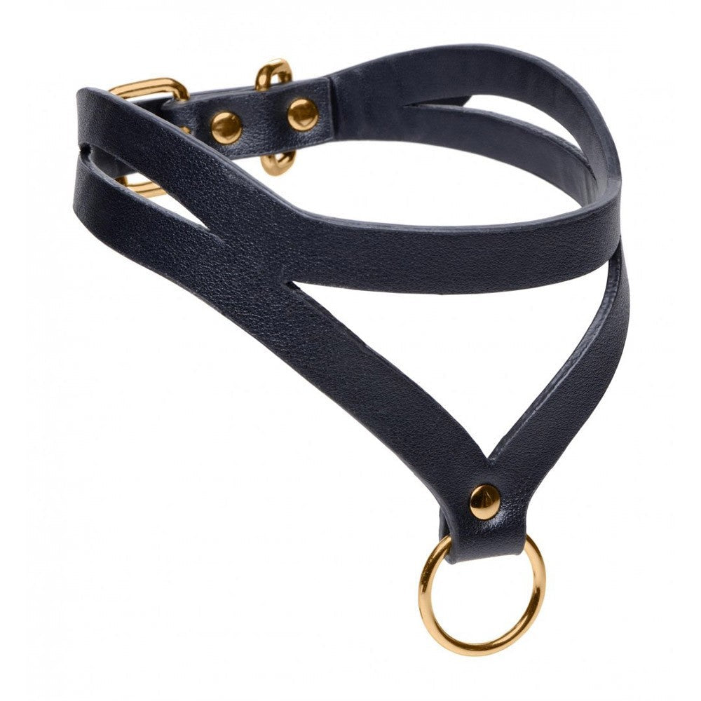 Bondage Baddie Black and Gold Collar with O-Ring