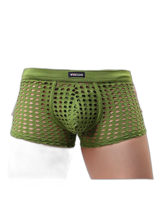 2 Pack Men's Hollow Mesh Sexy Trendy Moisture-Wicking Trunks