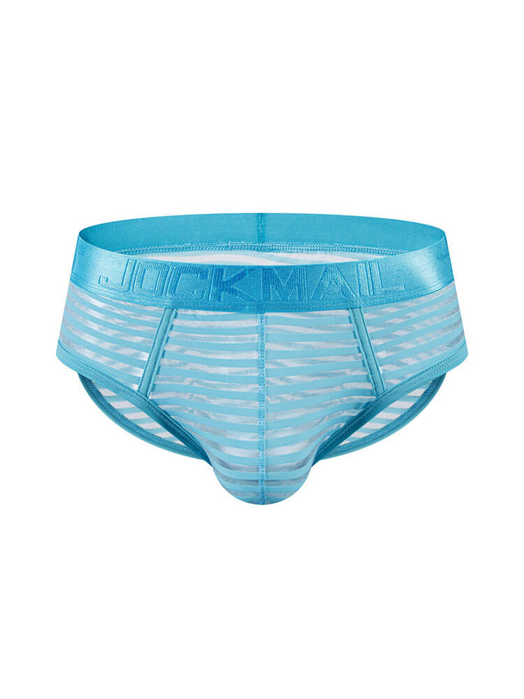 Men's Sexy Mesh Sheer Striped Low-Rise Briefs